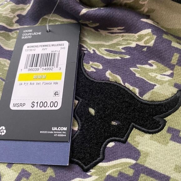 Under Armour Project Rock Womens Veterans Day Fleece Loose Fit Hoodie size M New - Picture 12 of 12